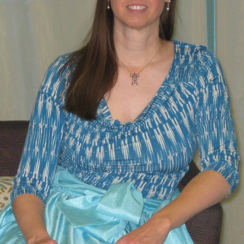 Blue Blouse with Asymmetrical, Draping Neckline by TART